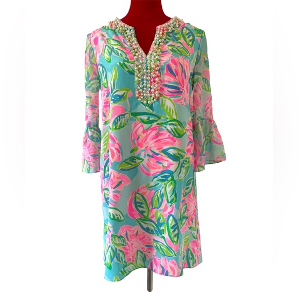 Lilly Pulitzer Elenora Silk Dress Totally Blossom Size XS NEW - Picture 7 of 13